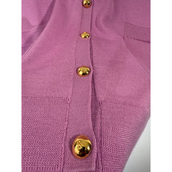 St John Womens Wool Silk Cardigan Sweater Long Sleeve Sz S Gold Buttons Lavender - Picture 6 of 12